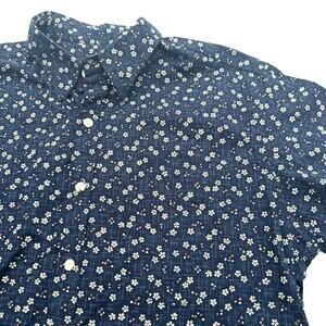 ANDY SOUTH Men's 2XL Navy Blue Floral Heart Short Sleeve Button Shirt Hawaii Ari